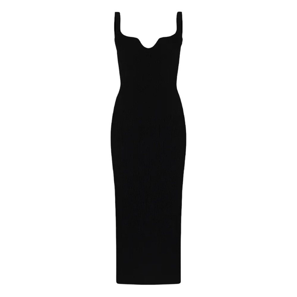 KHAITE Nina Sweetheart Rib-Knit Midi Bodycon Cocktail Dress - Picture 5 of 16